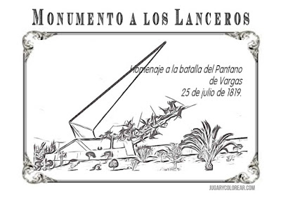 colorear dibujo de Monumento a los lanceros del Pantano de Vargas