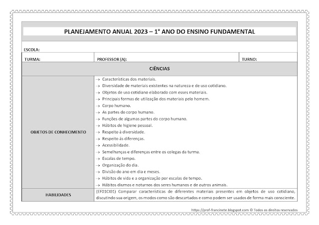 Planejamento Anual 1º ano – Alinhado à BNCC