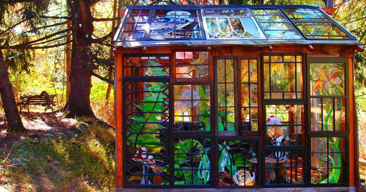 Artist Creates A Mindblowing Cabin In The Woods Made Of Stained Glass