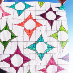 Improv star quilt using Island Batik fabrics and Aurifil thread