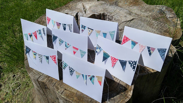 fabric scrap bunting note cards