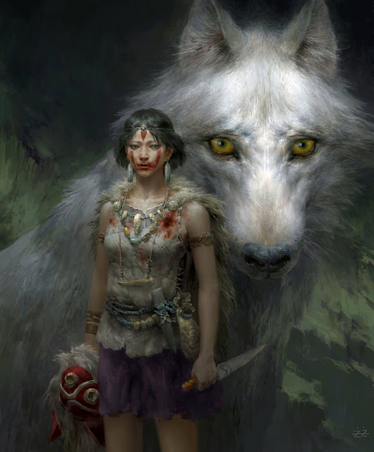 Tianhua Xu Princess Mononoke Illustration Fan Art