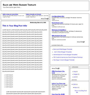 Black and White Blogger Template