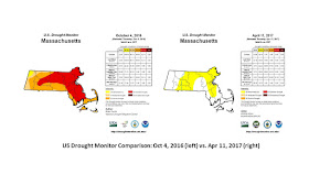 US Drought Monitor Comparison: Oct 4, 2016 (left) vs. Apr 11, 2017 (right)
