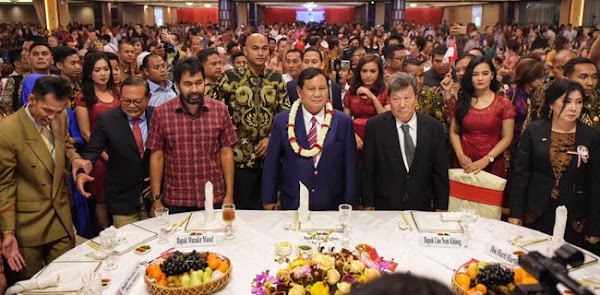 Di Dukung Warga Etnis Tionghoa, Prabowo: Nenek Moyang Kita Hidup Rukun