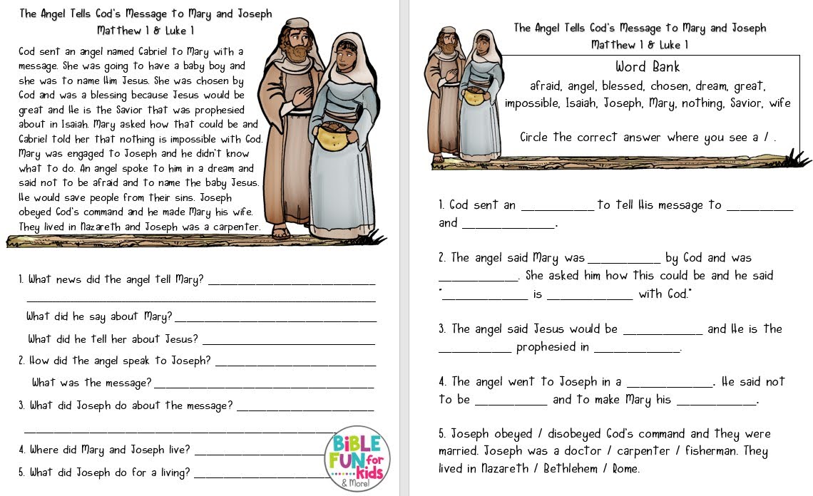 Birth of jesus worksheet
