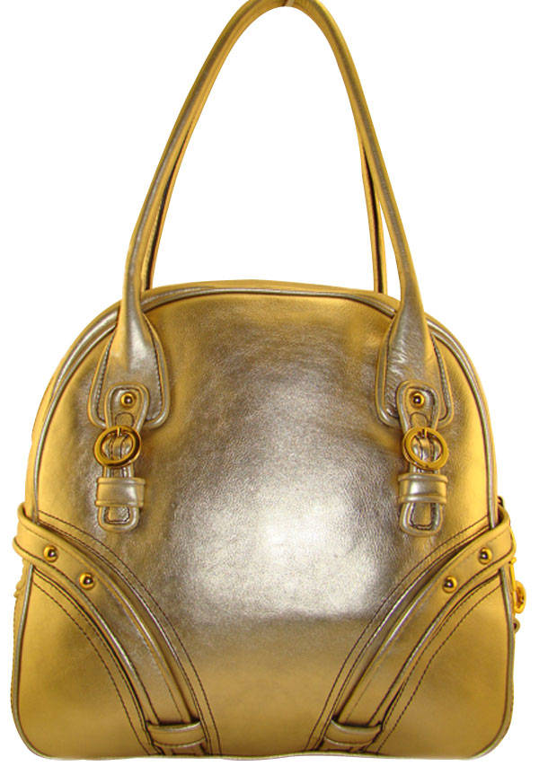 Shiny Gold Leather Purse With Hand Holder Strap â€“ Evening Purse