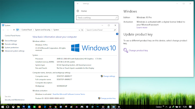 Windows 10 activated with a digital license