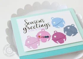 Sunny Studio Stamps: Silver Bells Winter Hues Jingle Bells Christmas Card by Nancy Damiano