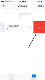 select to delete an album