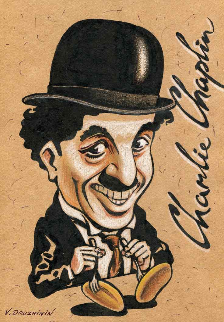 Charlie Chaplin .. Caricature by Valentin Druzhinin - Russia