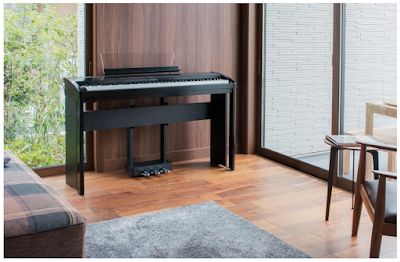 Kawai ES8 Digital Piano shown in home setting with optional stand and pedals