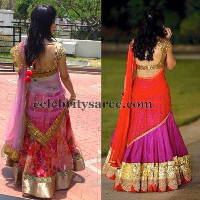 Half Sarees with Back Neck Blouses
