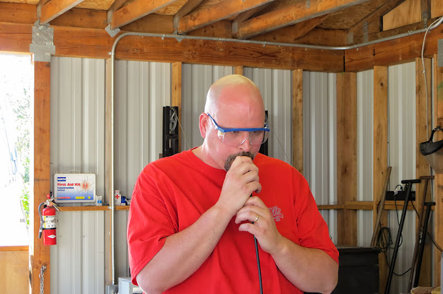 Bubba tries glassblowing at Golden Glassblowing Experience - Skagway, Alaska