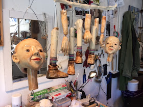 photo of sculpted and painted puppet body parts made by Corina Duyn