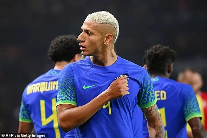 Tottenham's Richarlison has a banana thrown at him while playing for Brazil