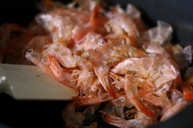 Sauteeing shrimp shells adds flavor