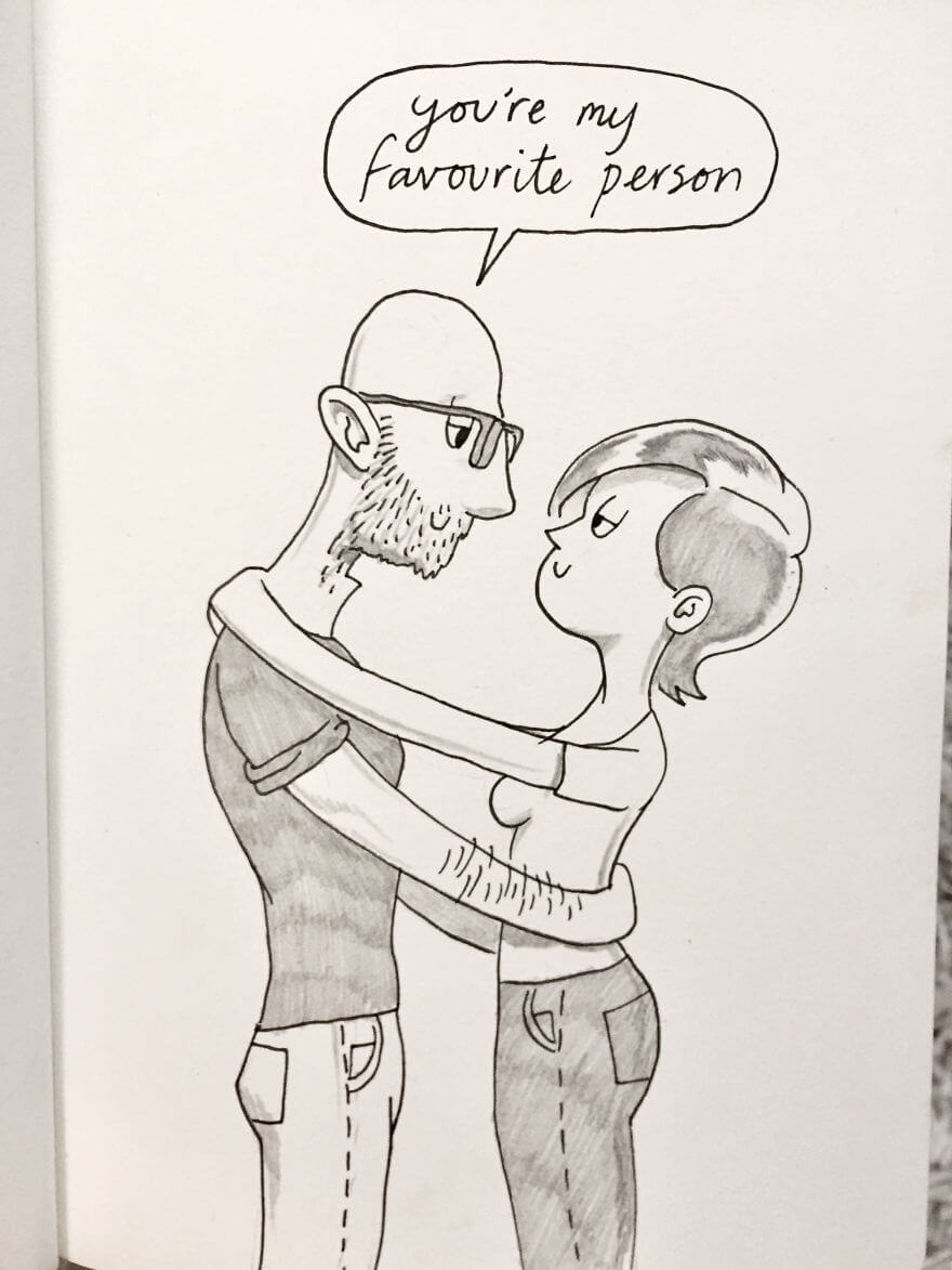 Guy Has Been Drawing A Comic Every Day For His Partner For Five Whole Years - Sometimes She Can Be A Bit Of A Silly Bum, But I Do Bloody Love Her