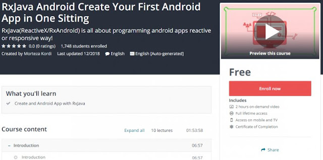 [100% Free] RxJava Android Create Your First Android App in One Sitting