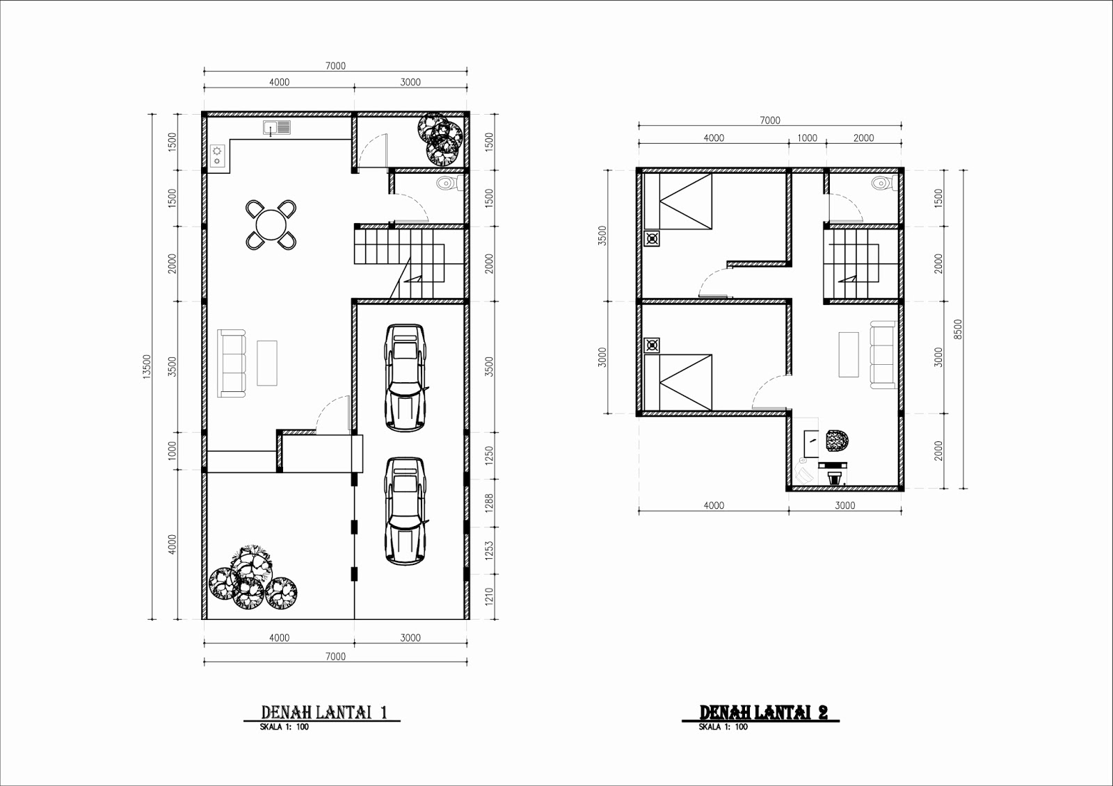 Denah Rumah  Ukuran  7 X 14 Top Rumah 