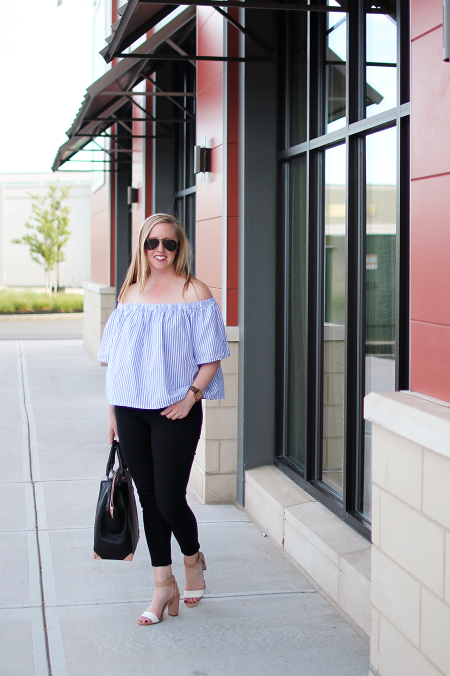 boston blogger looks, boston fashion, market street style blogger, lord and taylor off the shoulder top, highline collective top, 