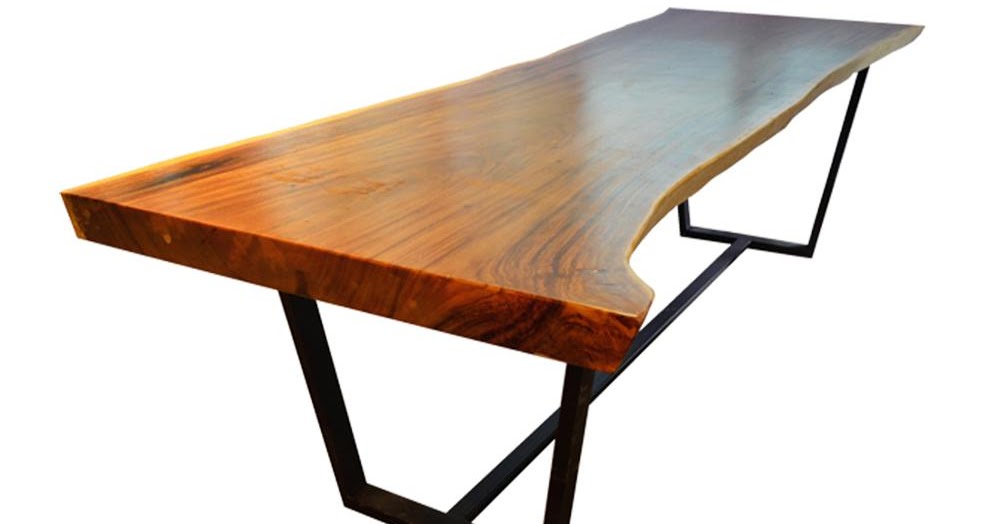  meja  makan  besar kayu suar kaki besi