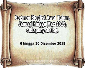 Segmen Bloglist Awal Tahun, Januari hingga Mac 2019, ciklapunyabelog.