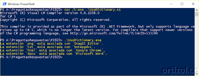 Ejecución assembly UsoDictionary.exe