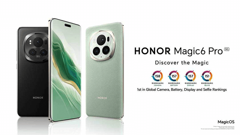 Apart from Camera, the HONOR Magic6 Pro also topped DxOMark's Battery, Display, and Selfie Rankings.