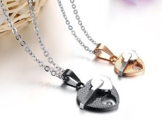 His or Hers Matching Set Titanium Couple Pendant Necklace Korean Love Style in a Gift Box -NK243
