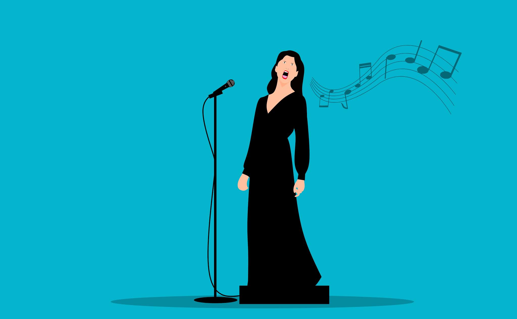 Illustration of woman singing a song