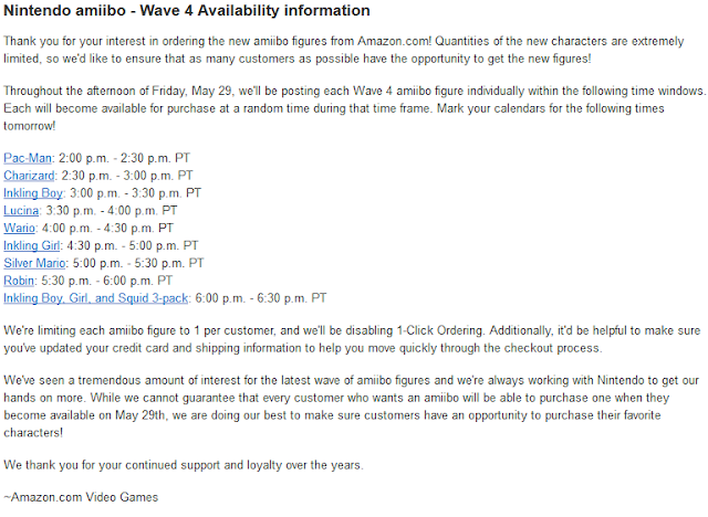 Amazon wave 4 amiibo announcement availability information one per customer