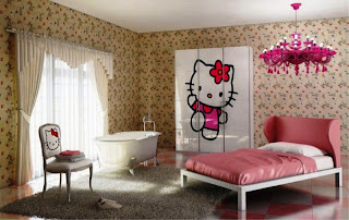 Tempat tidur anak perempuan hello kitty