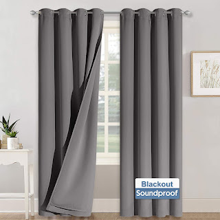 Soundproof Curtains 84 inches - 3 Layers Blackout Curtains Noise Cancelling