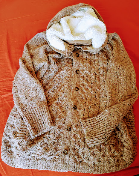 Photo of cardigan with fleece hood