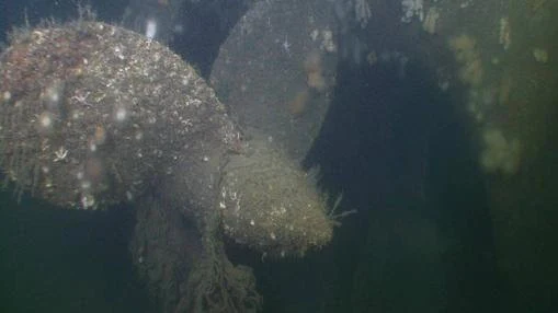 La hélice del submarino hundido en abril de 1940
