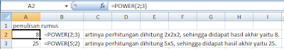 rumus POWER excel ,rumus power pada excel, rumus power dalam excel, fungsi rumus power pada excel, rumus power di excel