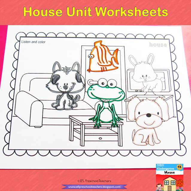 pets in a house and on the furniture worksheet