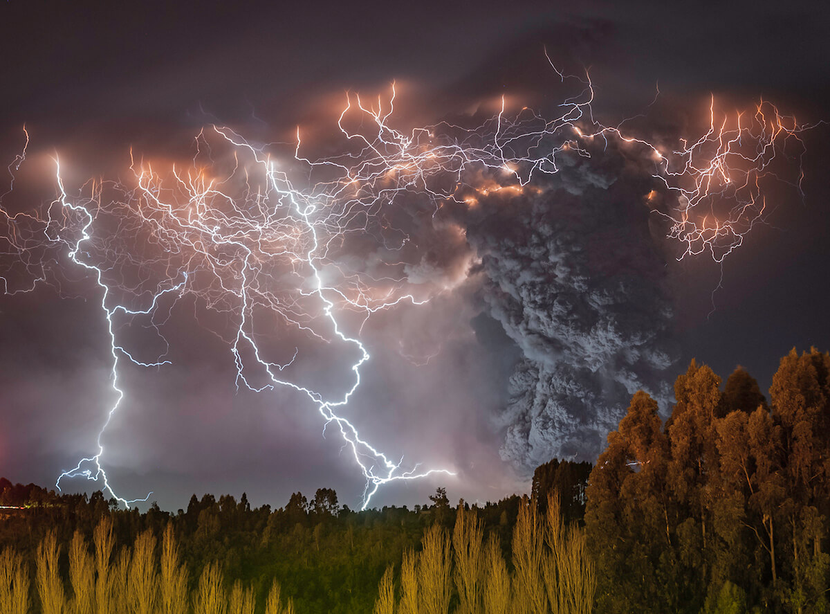 Stunning Pictures Capture Lightning Storms Over Volcano Eruptions