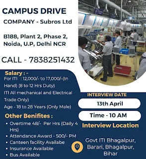 ITI Jobs Campus Placement Drive for Subros Ltd at Government ITI, Bhagalpur, Bihar