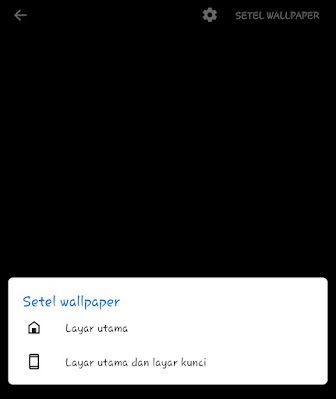 Pilihan untuk set wallpaper, Gunakan wallpaoer di homescreen atau Gunakan wallpaper di Lockscreen