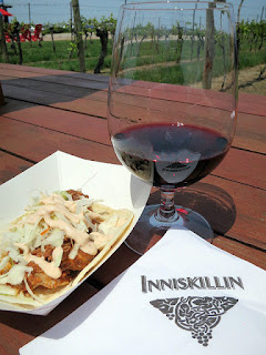 Grilled Chicken Taco spiced with Chipotle and topped with Avocado and paired with 2013 Inniskillin Reserve Shiraz Cabernet