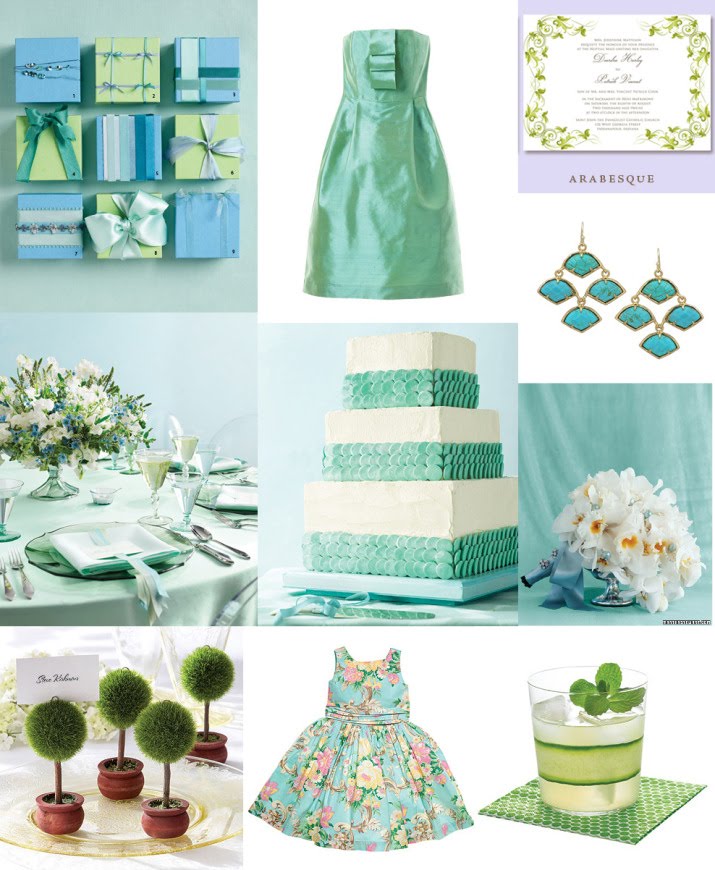 Aqua and Green Inspiration via Southern Weddings Magazine Blog French 