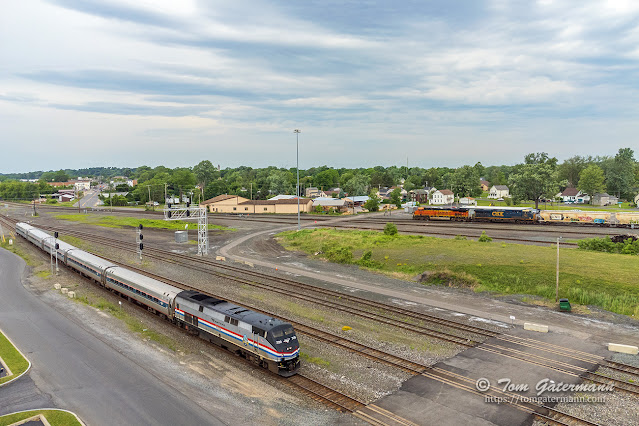 AMTK 709 leads P284-07 east on Track 2 at CP285 of the Syracuse Terminal Subdivision