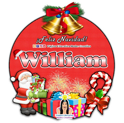 Nombre William - Cartelito por Navidad nombre navideño