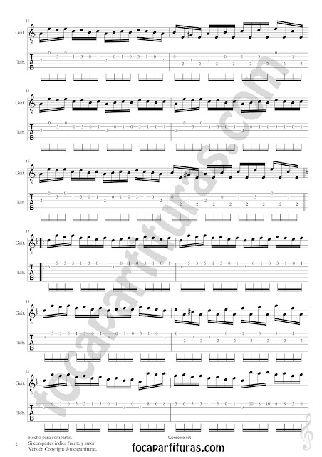  Guitarra Tablatura de Odissea Veneziana Tab Sheet Music for Guitar Tablature Music Score t2