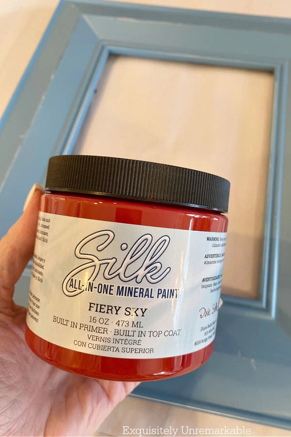 Dixie Belle Red mineral paint to paint a wooden picture frame