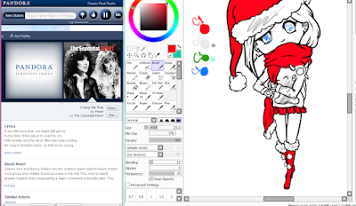 A screenshot of the work in progress for another holiday piece I did of my character Miyu from Gaiaonline. Drawn in 2012.