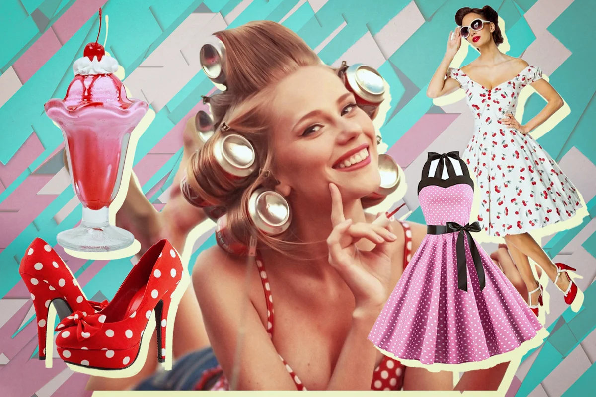 collage with rockabilly aesthetic elements for inspiration