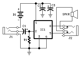 Mini Portable Guitar Amplifier Circuit